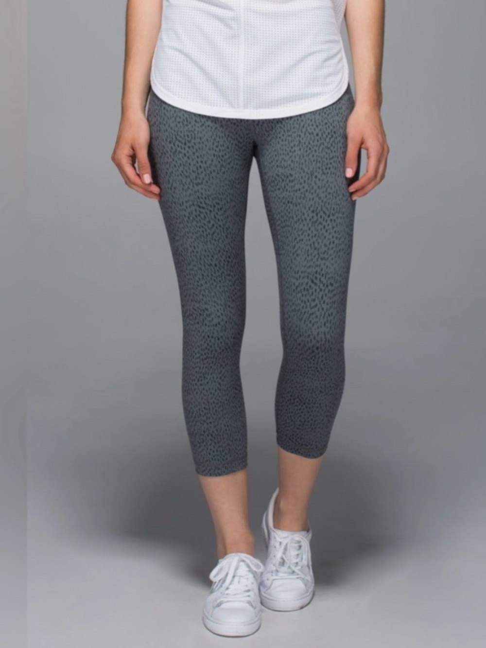 Lululemon Wunder Under Crop II Full-On Luon Dottie Dash Slate Black Leggings 21”